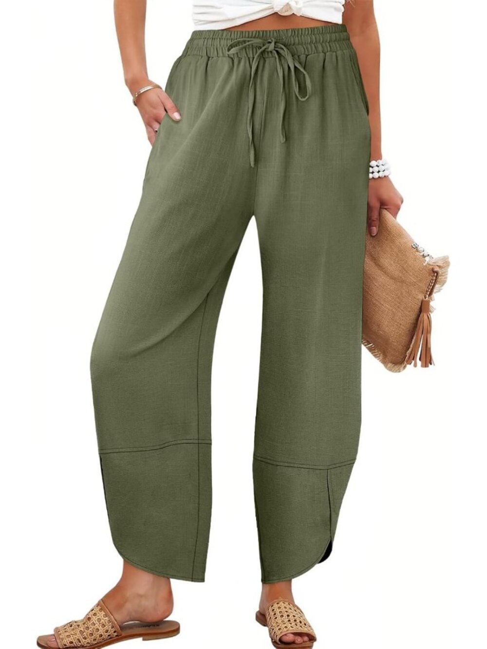 Stylish Women's Wide Leg Barrel Pants with Pockets | Trendy Casual Trousers